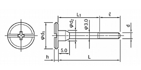 鉄 連結金具ボルト(Fタイプ) JB-F(+)(-)D＝13の寸法図