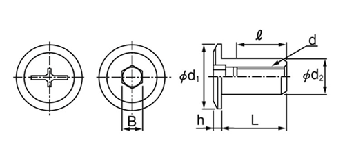 鉄 ジョイントコネクター飾りナット(六角穴スパナ径5mm)JCN-Aの寸法図