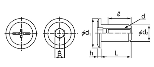 鉄 ジョイントコネクター 飾りナット(六角穴スパナ径4mm)JCN-Bの寸法図