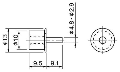 樹脂製 差込み 棚ダボ M (メン)の寸法図