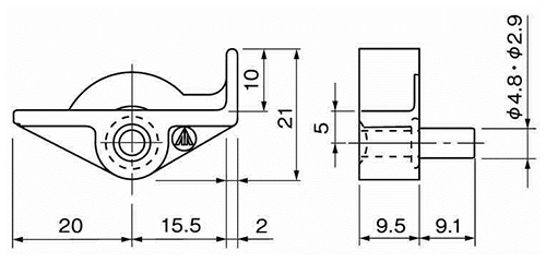 樹脂製 差込み 棚ダボ SM (R)の寸法図