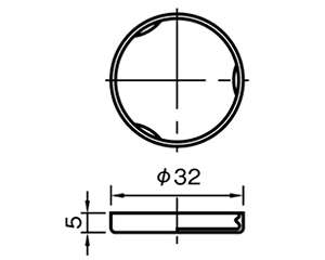 樹脂 レーベル用キャップ(白色φ32)(ムラコシ精工)の寸法図