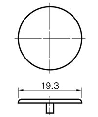 ムラコシ精工 エキセンティーキャップ φ19.3(樹脂製/ 十字穴用平型化粧キャップ)の寸法図
