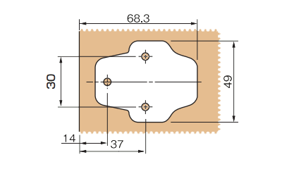 ムラコシ精工 スライドヒンジ ベースプレート(クロスタイプ)(BATP0H)の寸法図