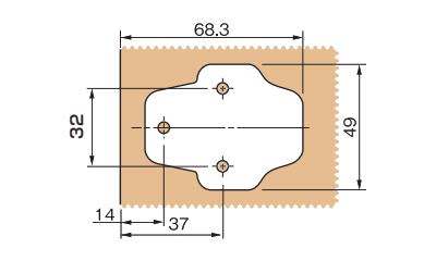 ムラコシ精工 スライドヒンジ ベースプレート(クロスタイプ)(BATP2H)の寸法図