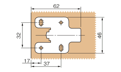 ムラコシ精工 スライドヒンジ ベースプレート(スクエアータイプ)(BA4T4Z)の寸法図