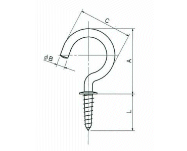 鉄 洋灯吊 (線径x露出部mmx全長mm(約)の寸法図