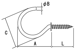 鉄 コーティング洋灯吊 (露出部mmx全長mmL(約)の寸法図