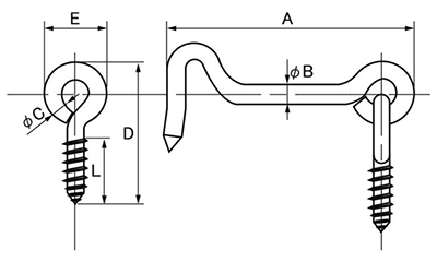 鉄 アオリ止(小箱Gグロス入り単位)(本体・線径x全長)の寸法図