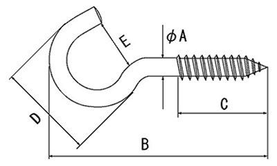 鉄 ヒル釘 (線径x全長)の寸法図