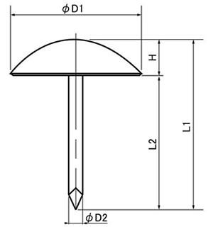 鉄 太鼓鋲 (BY1-N)(BY1-BL)の寸法図