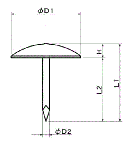鉄 菊鋲 真鍮メッキ (BY4-B)の寸法図