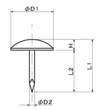鉄 椅子鋲 白色 (BY5-W)の寸法図