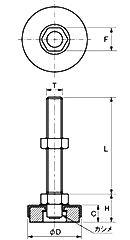 鋼 アジャスター DJ-4型 (底部・CRゴム)(宮川公製作所)の寸法図