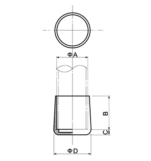 ポリ丸キャップ (黒色)(CA2)(宮川公製作所)の寸法図