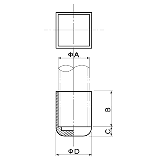 ポリ角キャップ (白色)(CA3)(宮川公製作所)の寸法図