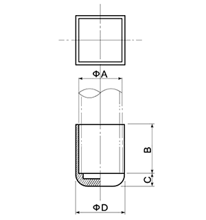 ポリ角キャップ (黒色)(CA3)(宮川公製作所)の寸法図