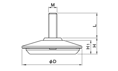 ダイキャストRDテーパーアジャスター(A500-10)(M10 ネジ)サチライトクローム仕上げの寸法図