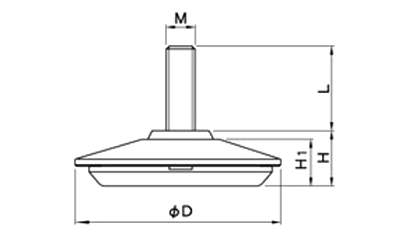 ダイキャストRDテーパーアジャスター(A500-12)(M12 ネジ)サチライトクローム仕上げの寸法図