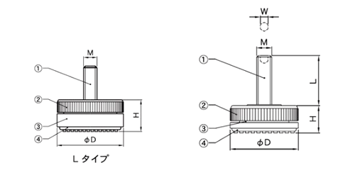 ナイロン樹脂 フリーロールアジャスター(A800-L)(上下2重構造)(宮川公製作所)の寸法図