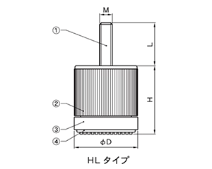 ナイロン樹脂 フリーロールアジャスター(A800-HL)(上下2重構造)(宮川公製作所)の寸法図