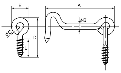 黄銅 アオリ止(小箱Gグロス入り単位)(本体・線径x全長)の寸法図