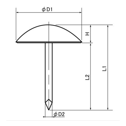 黄銅 太鼓鋲 (BY1-B)の寸法図