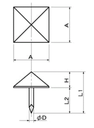 黄銅トキン鋲 生地 (BY7-SB)の寸法図