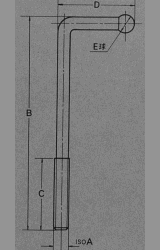 ステンレス 玉付大折釘 ボルト型ナット付の寸法図