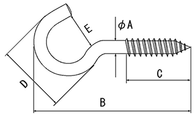 ステンレス ヒル釘 (線径x全長)の寸法図