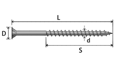 鉄(+)フィニッシュビス(仕上げ用細ビス)(小頭、フレキ付、先端カット付)の寸法図