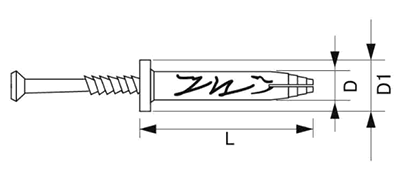 鉄 HITプラグ (樹脂製ねじ付万能プラグアンカー)(JPF)の寸法図