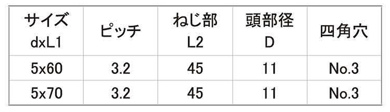 鉄 FQW70スクエアーフレキALC用(四角穴付)(ヤマヒロ)の寸法表