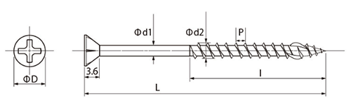 鉄(+)タピックス スリム(硬質材用)(八尾製鋲)の寸法図