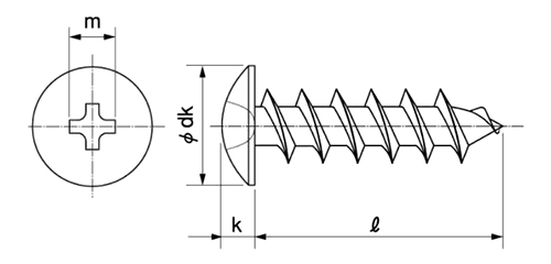 鉄(+)パーチビス トラス頭 (MDF・パーチクルボード用)の寸法図