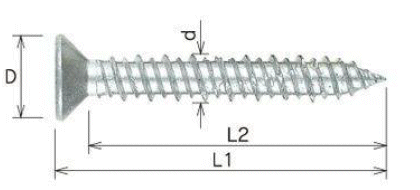 鉄 ラブコン(+)なべ頭 (コンクリート用ビス)の寸法図