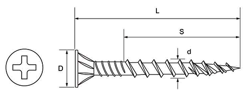鉄(+) コンパネビスDCタイプ (10号プラBOX)(ダンドリビス品)の寸法図