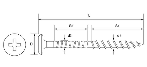 クローゼット枠用調整ビス (24号プラBOX)(ダンドリビス品)の寸法図