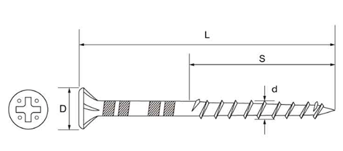 逆枠GNビス(枠組みねじれ防止用)(24号プラBOX)(ダンドリビス品)の寸法図