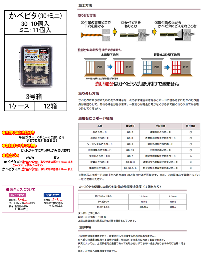 かべピタ (30タイプ+ミニタイプ入り)(ダンドリビス品)