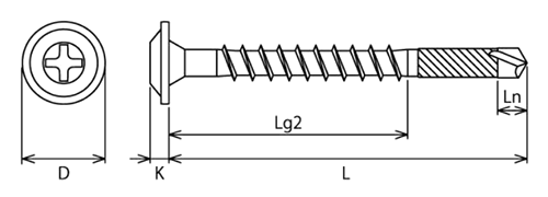 鉄(+)スレート瓦スクリュー(SKS)(平板スレート瓦+木下地)(サンコーテクノ)の寸法図