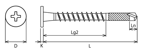 鉄(+)スレート瓦スクリュー平頭(SKSH)(平板スレート瓦+木下地)(サンコーテクノ)の寸法図