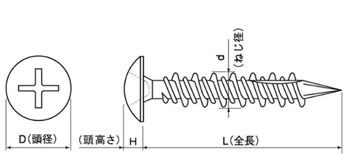 鉄 タイトフレーム用ビス 木下地 (ビットNo3)の寸法図