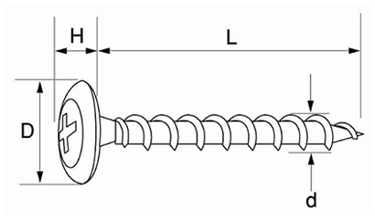鉄(+)ヤマヒロ コーススレッド (シンワッシャー)(輸入品/ファスリンク品)の寸法図
