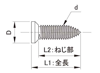 鉄 (+)ランナー・スタッド締結用ねじ軽鉄用(RS)(頭径D＝6) 若井産業の寸法図