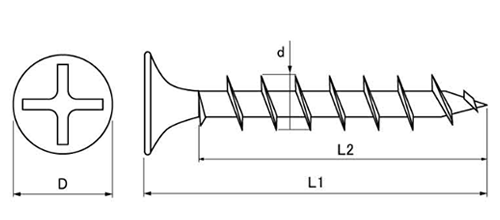 鉄(+) デカバ(徳用箱)(硬質・軟質材兼用ビス)(若井産業)の寸法図