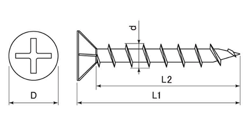 鉄(+) デカバ フレキ (硬質・軟質材兼用ビス)(若井産業)の寸法図