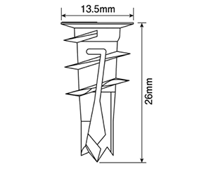カベロックDXホワイト (石膏ボード専用)(亜鉛品/ LDX)の寸法図