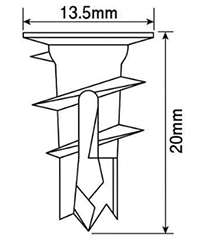 カベロックSホワイト (石膏ボード用)(亜鉛品/ LSW)の寸法図