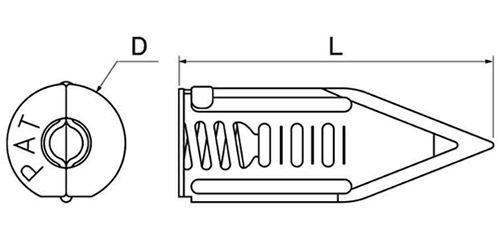 ボードアンカーV (石膏ボード専用)(鉄品/ VA)の寸法図